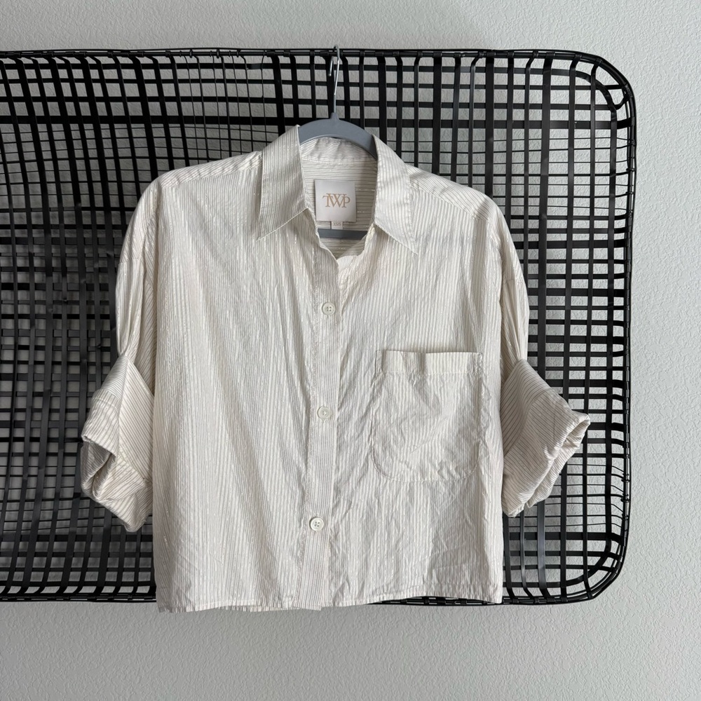 TWP next ex striped crop shirt